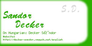 sandor decker business card